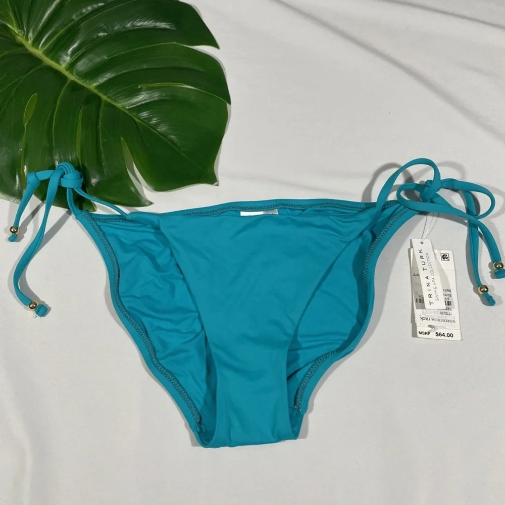 NWT Trina Turk [ 6 ] Gypsy Tie Side Bikini Bottom in‎ Turquoise